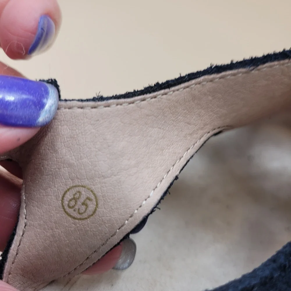 Skechers Navy Suede Wedge Slingback Sandals Womens 8.5M Strappy Memory Foam NWOT